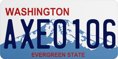 WA license plate AXE0106
