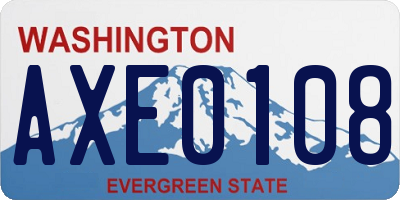 WA license plate AXE0108