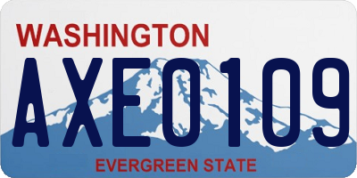 WA license plate AXE0109