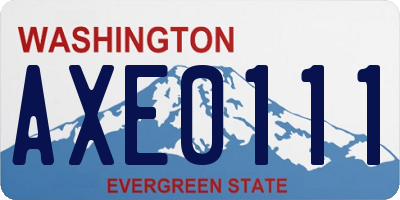 WA license plate AXE0111