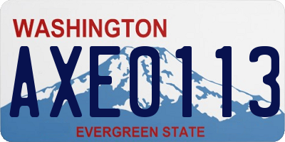 WA license plate AXE0113