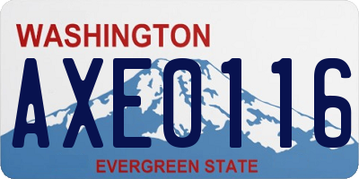 WA license plate AXE0116