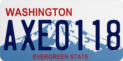 WA license plate AXE0118