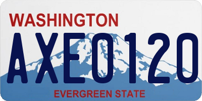 WA license plate AXE0120