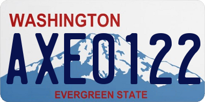 WA license plate AXE0122
