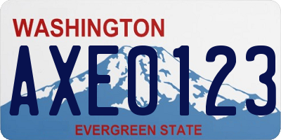 WA license plate AXE0123