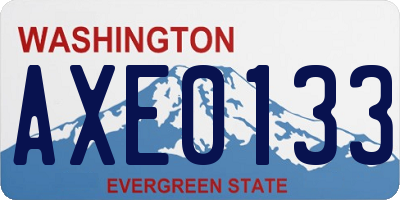 WA license plate AXE0133