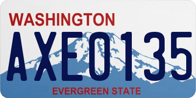 WA license plate AXE0135