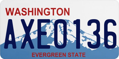 WA license plate AXE0136