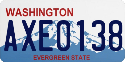 WA license plate AXE0138