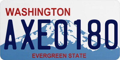 WA license plate AXE0180