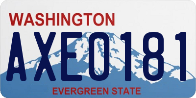 WA license plate AXE0181