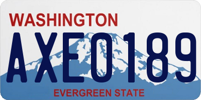 WA license plate AXE0189