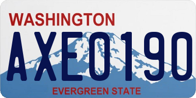 WA license plate AXE0190