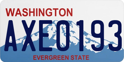 WA license plate AXE0193