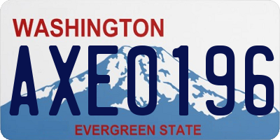 WA license plate AXE0196