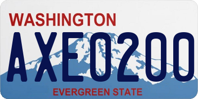 WA license plate AXE0200