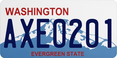 WA license plate AXE0201