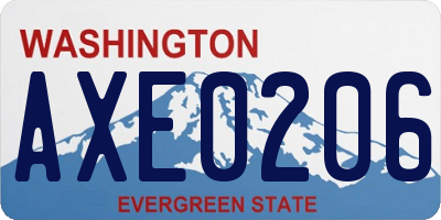 WA license plate AXE0206
