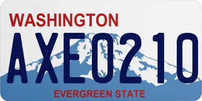 WA license plate AXE0210