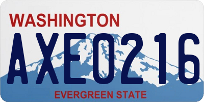 WA license plate AXE0216