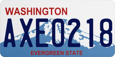 WA license plate AXE0218