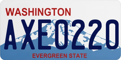 WA license plate AXE0220