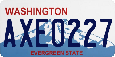 WA license plate AXE0227