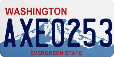 WA license plate AXE0253