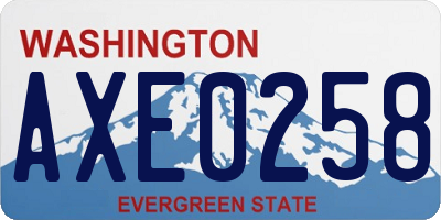 WA license plate AXE0258