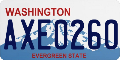 WA license plate AXE0260