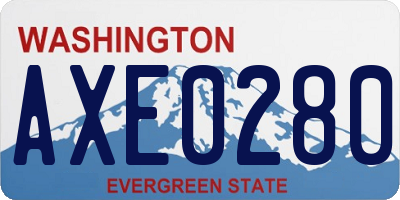 WA license plate AXE0280