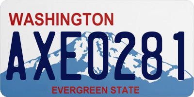 WA license plate AXE0281