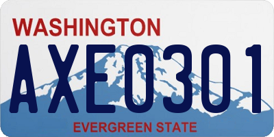 WA license plate AXE0301