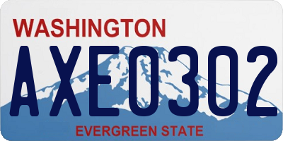 WA license plate AXE0302