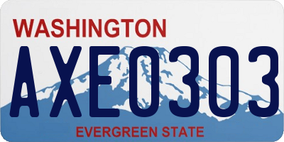 WA license plate AXE0303