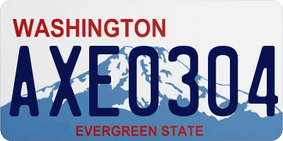 WA license plate AXE0304