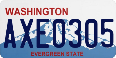 WA license plate AXE0305