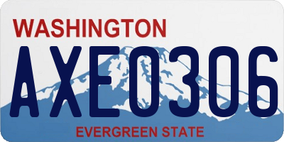 WA license plate AXE0306