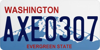 WA license plate AXE0307