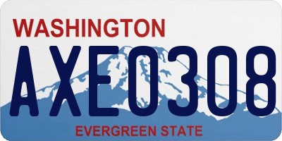 WA license plate AXE0308