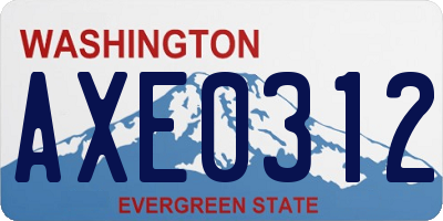 WA license plate AXE0312