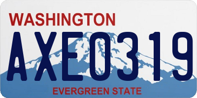 WA license plate AXE0319