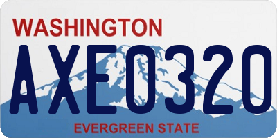 WA license plate AXE0320
