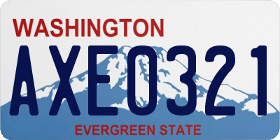 WA license plate AXE0321