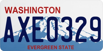 WA license plate AXE0329