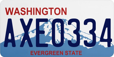 WA license plate AXE0334