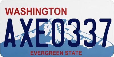 WA license plate AXE0337