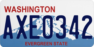 WA license plate AXE0342