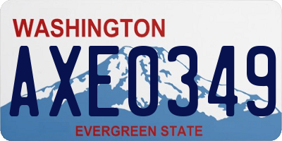 WA license plate AXE0349